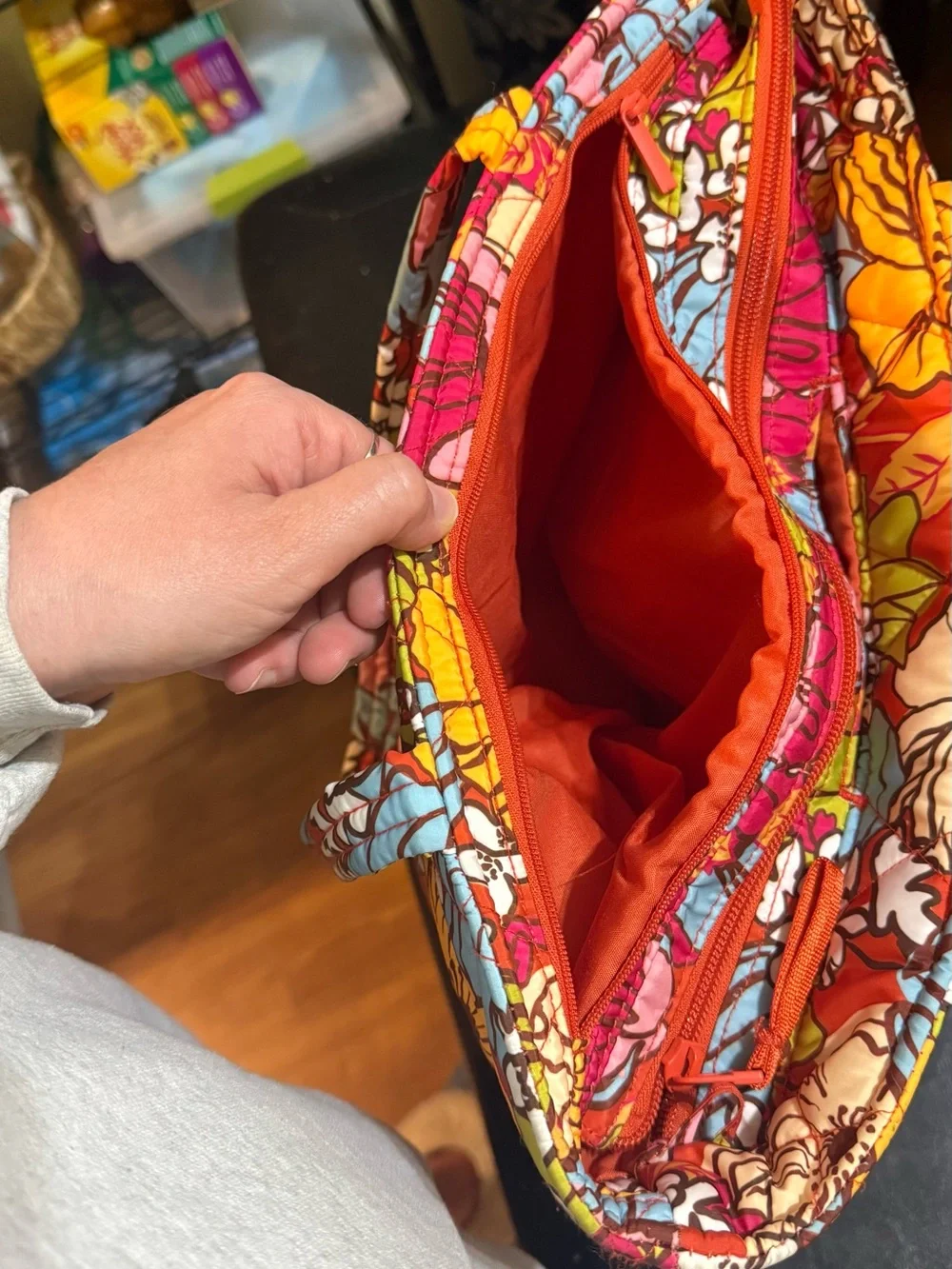 Vera Bradley Floral Quilted Tote in Red-Orange Multi